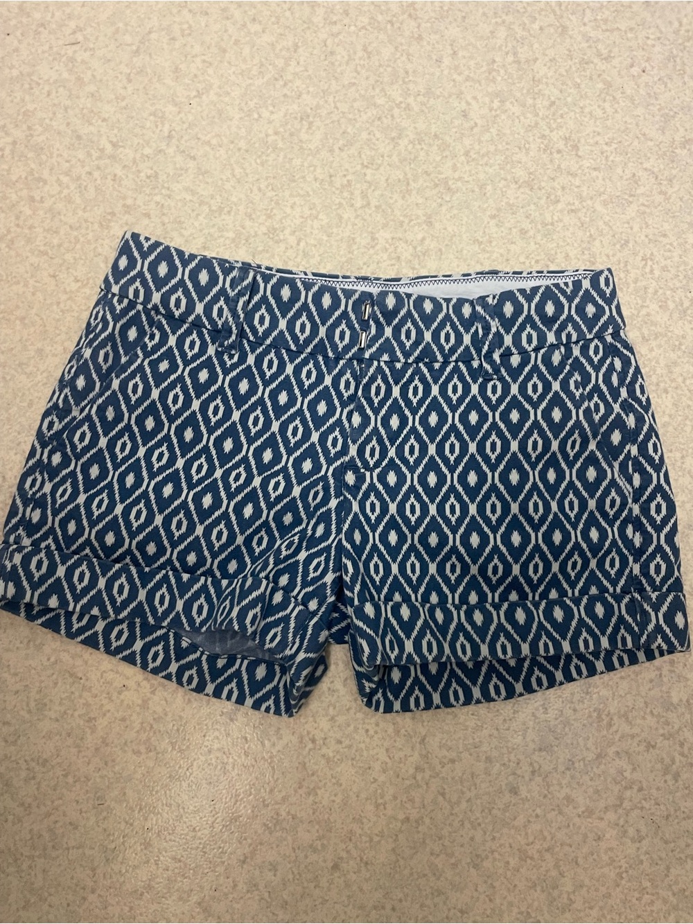 Dear John Navy and White Geometric Print Bermuda Shorts